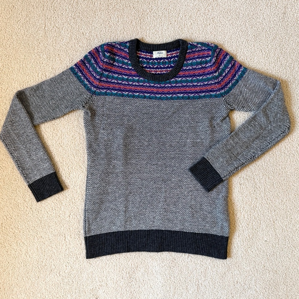 Wallace by Madewell Gray Wool, Rabbit Hair, Cotton Blend Crewneck Sweater